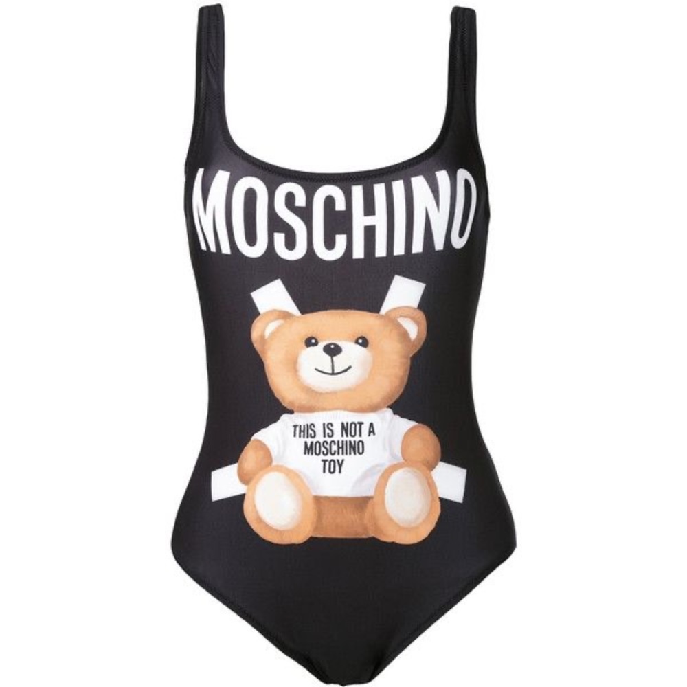 Moschino Couture Jeremy Scott Teddy Bear Paper Doll Black Swimsuit - SMALL